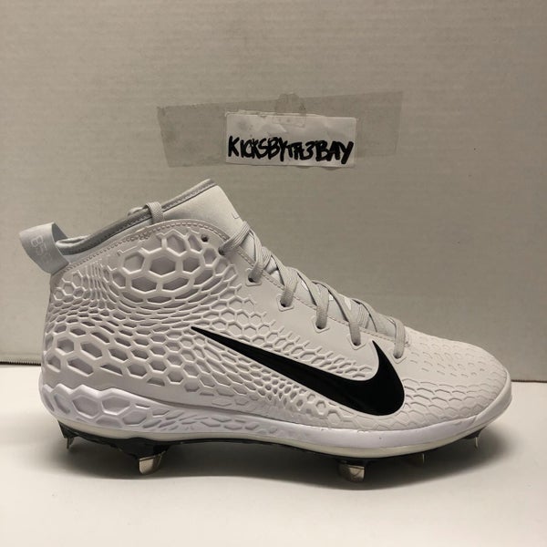 Nike Force Zoom Trout 5 Metal Baseball Cleats White Pure Platinum AH3373-101 Men's size 9