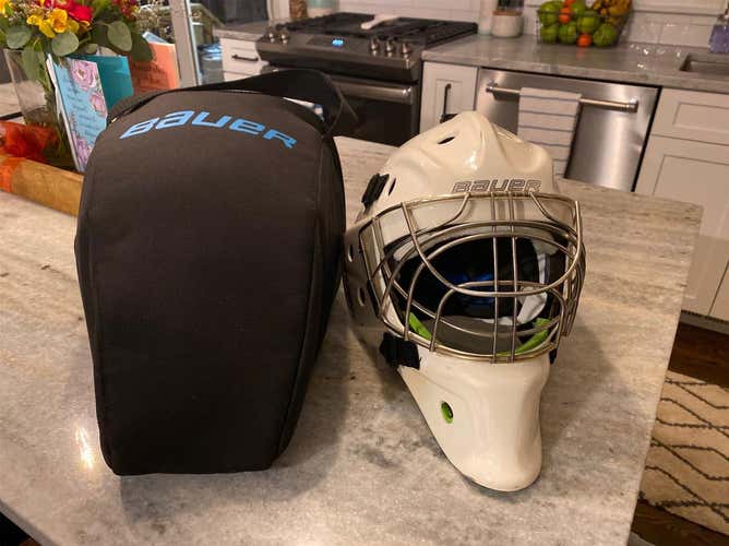 White Senior Bauer NME 8  Goalie Mask