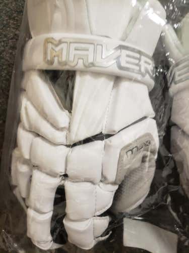 White New Player Maverik Max Lacrosse Gloves 13"