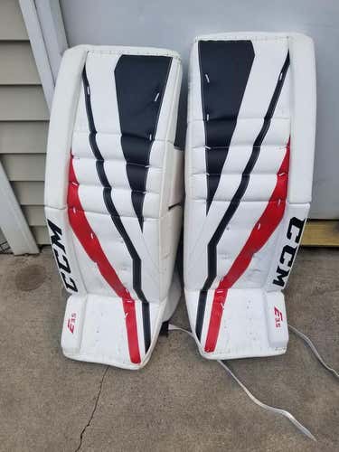 White Senior 34" CCM Extreme Flex E3.5 Goalie Leg Pads