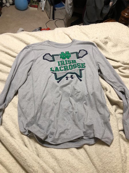 Under Armour Long Sleeve Notre Dame Lacrosse Shirt, Adult Medium, Lightly Used