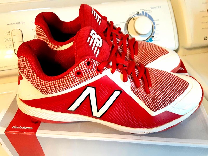 Red Adult Men's 9.5 (Women's 10.5) Metal Cleats New Balance Low Cut