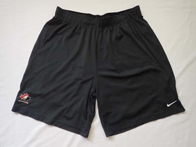 Nike Dri Fit Team Canada IIHF Pro Stock Hockey Player Gym Work Out Shorts XL