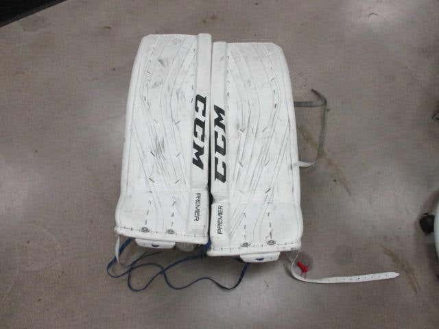 White Senior 34+2 CCM Goalie Leg Pads Pro Stock