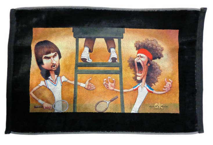 NEW Devant Jimmy Connors & John McEnroe 'Mad at the Umpire' Tribute Golf Towel FIRM PRICE