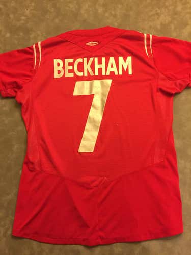 England National Team Home Jersey Men's Youth Medium (Size 12) No. 7 - David Beckman