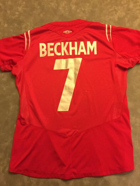 England National Team Home Jersey Men's Youth Medium (Size 12)  No. 7  - David Beckman