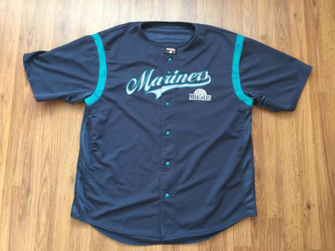 Seattle Mariners MLB SUPER AWESOME Stitches Button Up Sz 2XL XXL Baseball Jersey