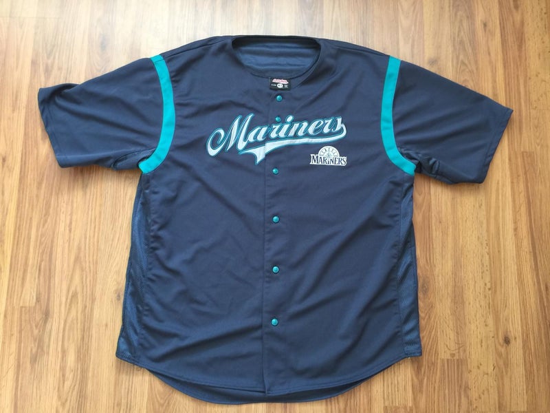 Seattle Mariners MLB SUPER AWESOME Stitches Button Up Sz 2XL XXL Baseball Jersey