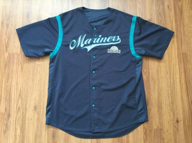 Seattle Mariners MLB SUPER AWESOME Stitches Button Up Sz XL Baseball Jersey!