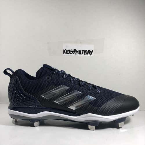 *13.5* Adidas PowerAlley 5 Metal Baseball Cleats Low Navy Blue B39183 Men's sz 13.5