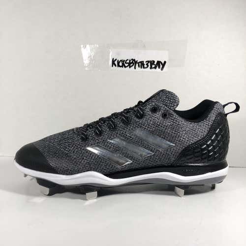 Adidas PowerAlley 5 Metal Baseball Cleats Black Gray AC8386 Men's sz 11.5