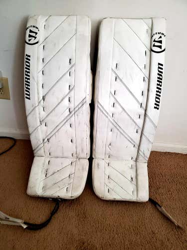 White Senior 33" Warrior Goalie Leg Pads Pro Stock