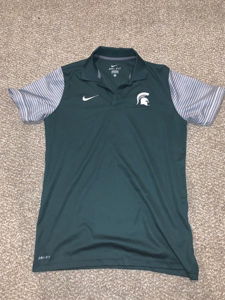 Green Nike Michigan State Spartans Polo Dri Fit Shirt