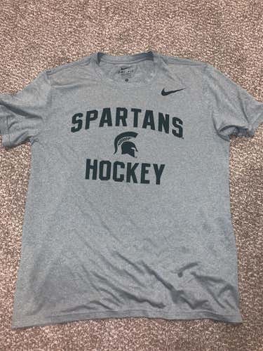 Gray Michigan State Spartans Hockey Nike Dri-Fit Shirt