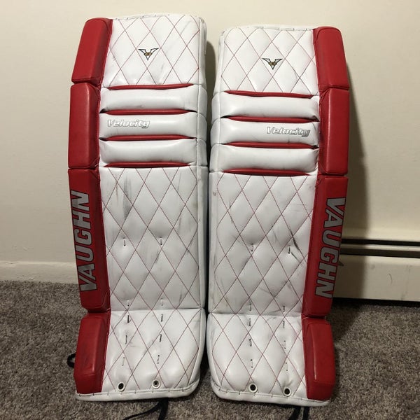 White Senior 35" Vaughn Velocity V5 Pro Stock Goalie Leg Pads