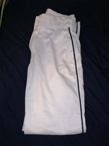 White Mens Adult Baseball Pants Size Medium Navy Stripe