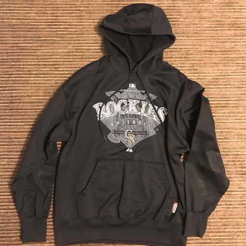 Black MLB Authentic Colorado Rockies Majestic Hoodie Sweatshirt (Large)