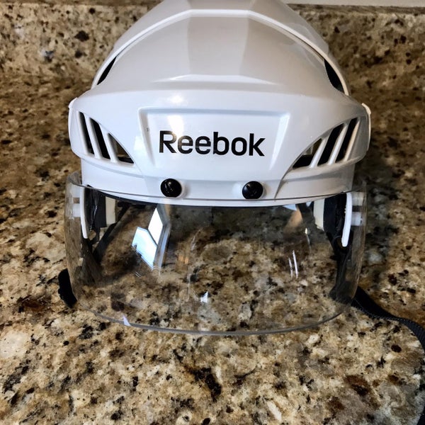 White Medium Reebok 4K Pro Stock Helmet w/ Red Wings Visor