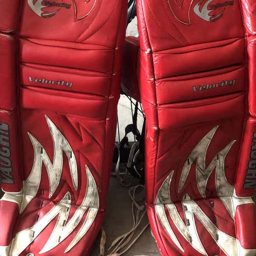 Red Senior 34" Vaughn Velocity V3 Goalie Leg Pads