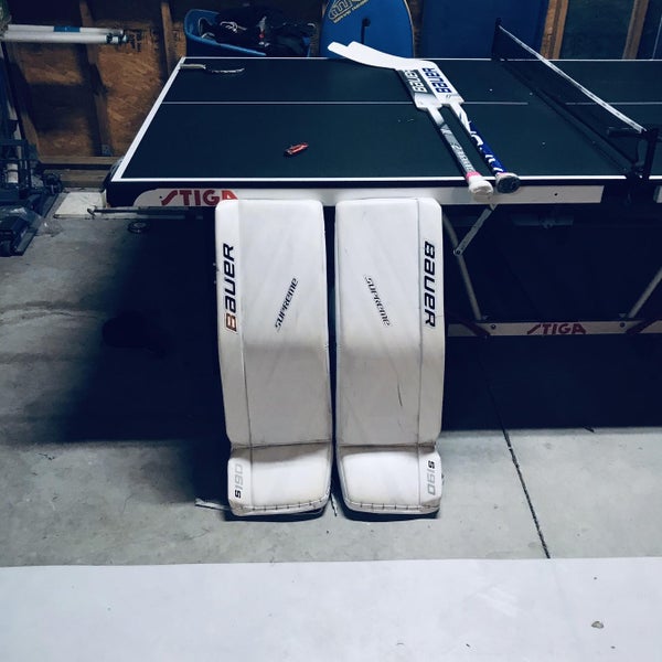 White Senior 32" Bauer Supreme S190 Goalie Leg Pads