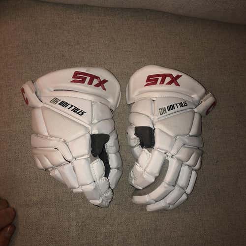 Used Cornell Big Red White  Player STX Stallion HD 13" Lacrosse Gloves