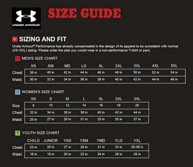 under armour pants size chart 