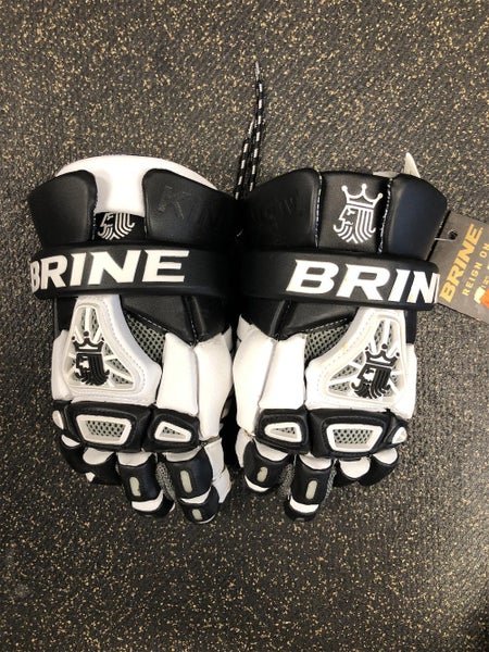 White New Player Brine King IV 12" Lacrosse Gloves