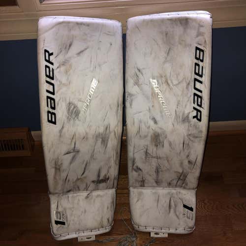 White Senior 33" Bauer Supreme 1s OD1N  Goalie Leg Pads