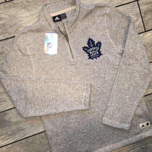 $90 New! 2020 Adidas Toronto Maple Leafs LS Men Fleece Quarter Zip Sz Medium NWT