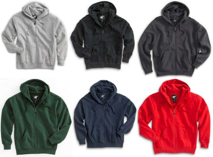 White Bear Men's Heavyweight Hooded Sweatshirt Full Zip Long Sleeve Hoodie 1200