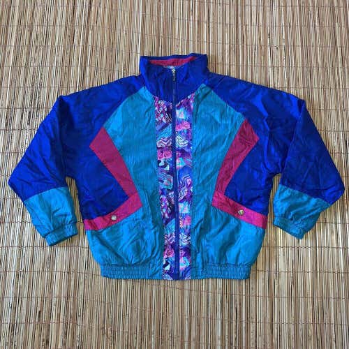 Vintage Windbreaker Floral Athletech Medium Colorful Jacket Zip Retro Flashy