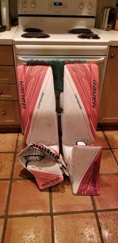 Red Senior 35" Bauer Regular Supreme S190 Goalie Full Set