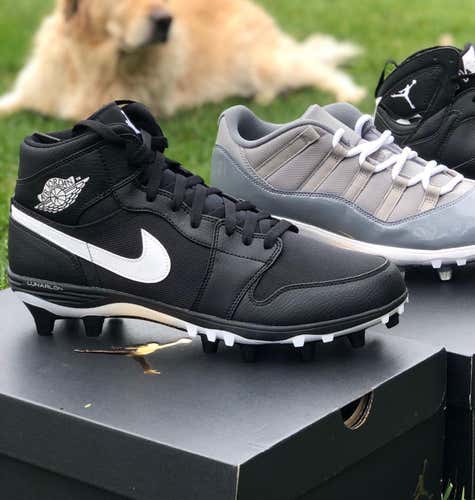 Nike Retro Jordan 1 TD Mid (Size 11) Black/Black Football Cleats - New In Box