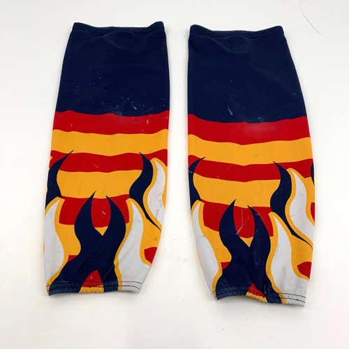 Used | Blue, Yellow and Red Flame Hockey Socks | Adult Large