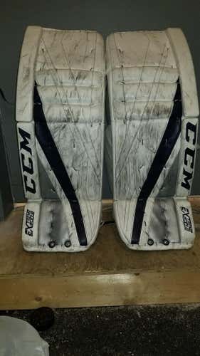 White Senior 36" CCM Extreme Flex lll Pro Stock Goalie Leg Pads