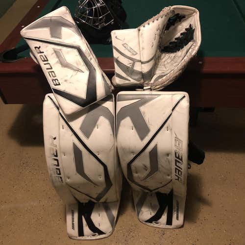 White Bauer One100 Senior 36" Regular  Goalie Full Set