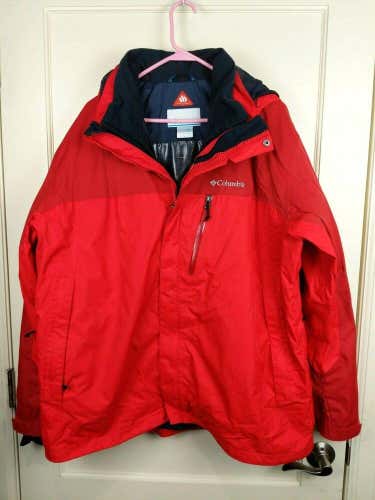 Columbia Omni-Heat Interchange 3-in-1 Red Winter Jacket Coat Parka Men's Size XL