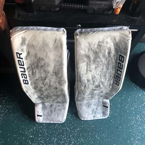 White Senior 35" Bauer Supreme 1S  Goalie Leg Pads