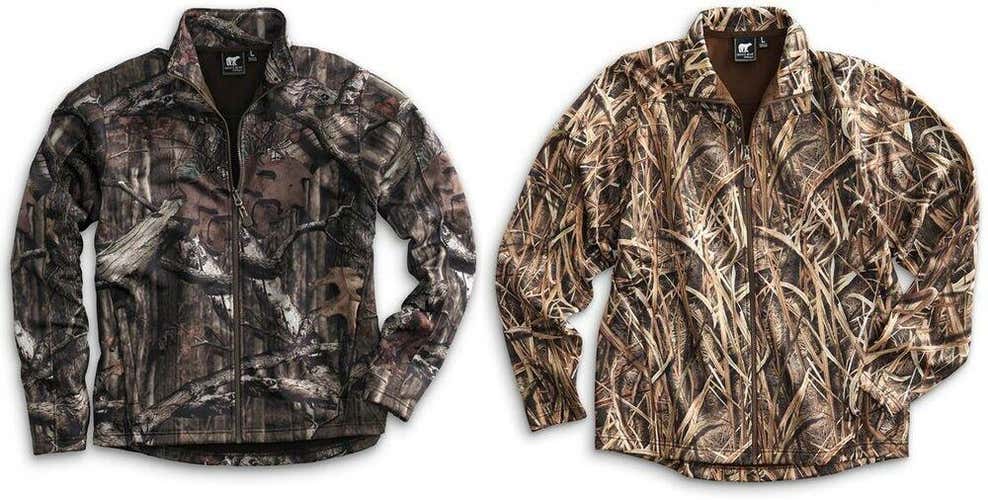 White Bear Mossy Oak Camo Pullover Long Sleeve Full Zip Soft Shell 4661 Zippered
