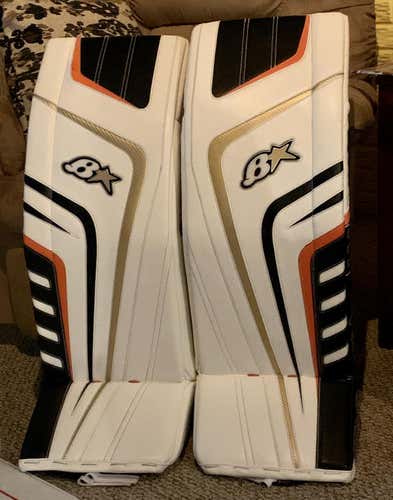 White New Senior 34" Brian's OPTiK Goalie Leg Pads