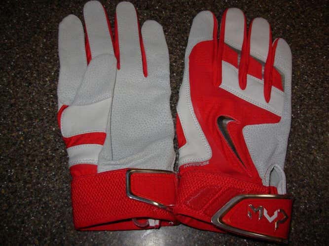 Nike MVP elite PRO Baseball Batting Gloves Adult Unisex Large red/grey pgb396