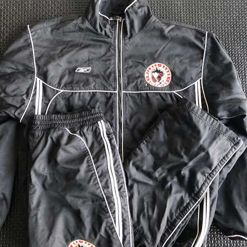 AHL Wilkes Barre Scranton Penguins Team Issued CCM Reebok Warmup Track Jacket Pants Suit