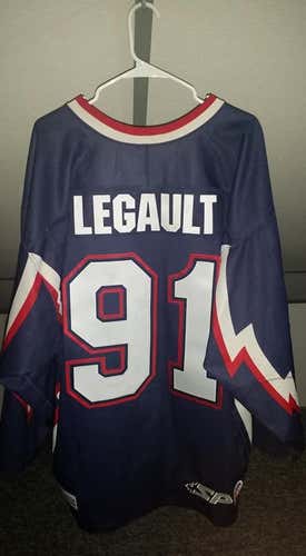 Kalamazoo Wings Olivier Legault Game Worn ECHL SP Jersey Size 58 Pro Stock K-Wings Enforcer!