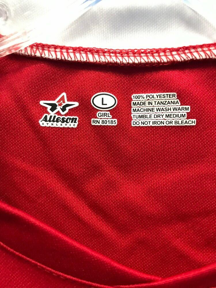 Details about   NEW Alleson Athletic 100% Polyester Soccer Jersey Color Red White NEW NWOT 