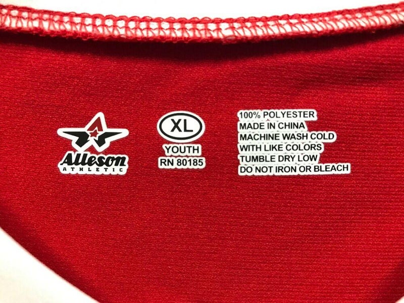 Alleson Athletic 5081BY Youth Baseball Jersey - Red/White S