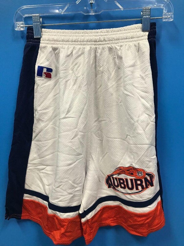 NEW Russell Athletic Adult Auburn Basketball Shorts White Navy Orange Size 12