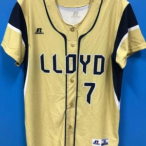 NEW Russell Athletic Women Dri-Power Mesh Lloyd Small Softball Jersey Color Gold