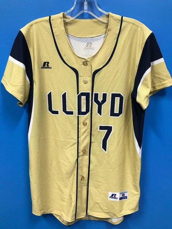 NEW Russell Athletic Women Dri-Power Mesh Lloyd Small Softball Jersey Color Gold
