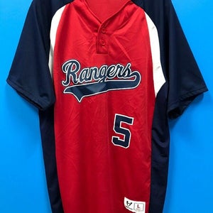 NEW High Five Adult Rangers Baseball Jersey Color Red Navy White Size L Large #5